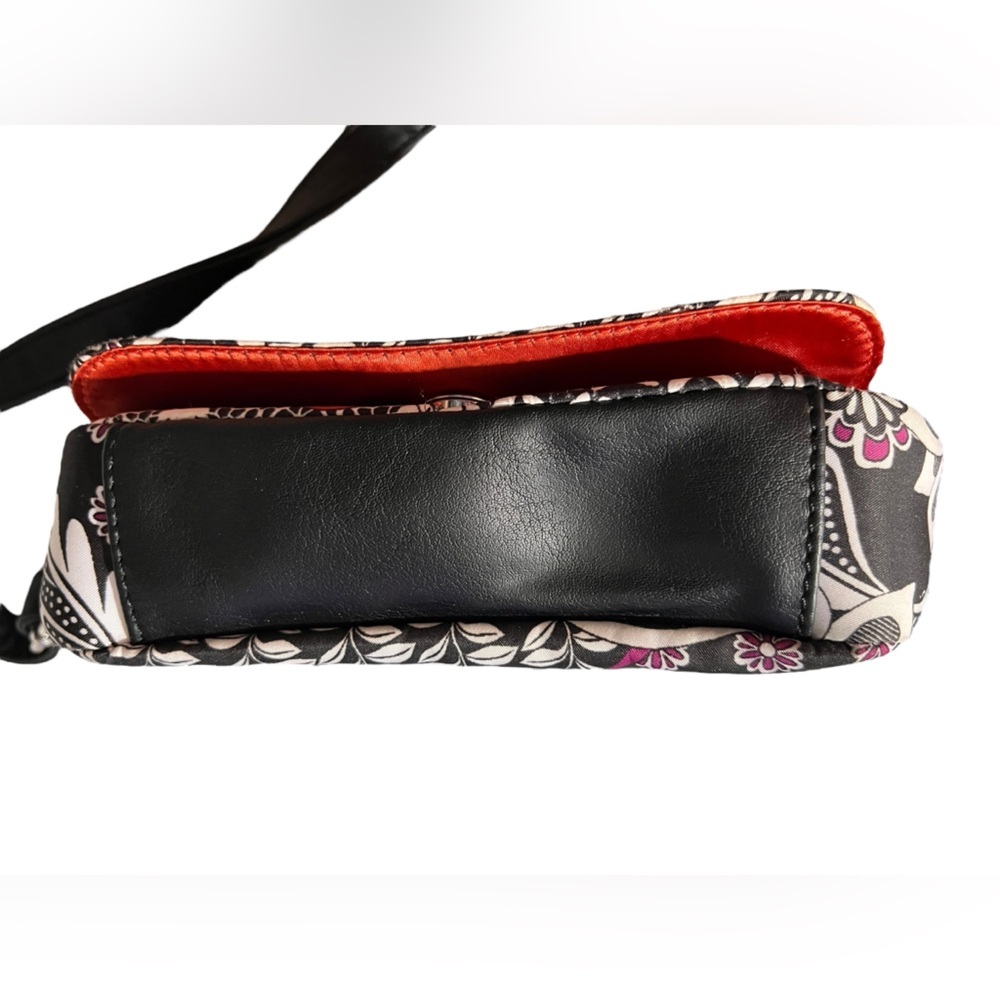 Tyler Rodan Floral Black and White Crossbody Bag with Purple & Orange Accents - Picture 12 of 16